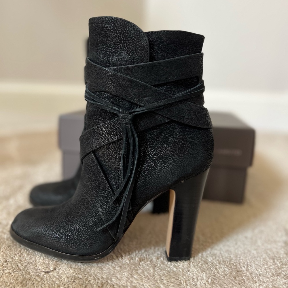 Vince Camuto Charisa Black Textured Heeled Boots